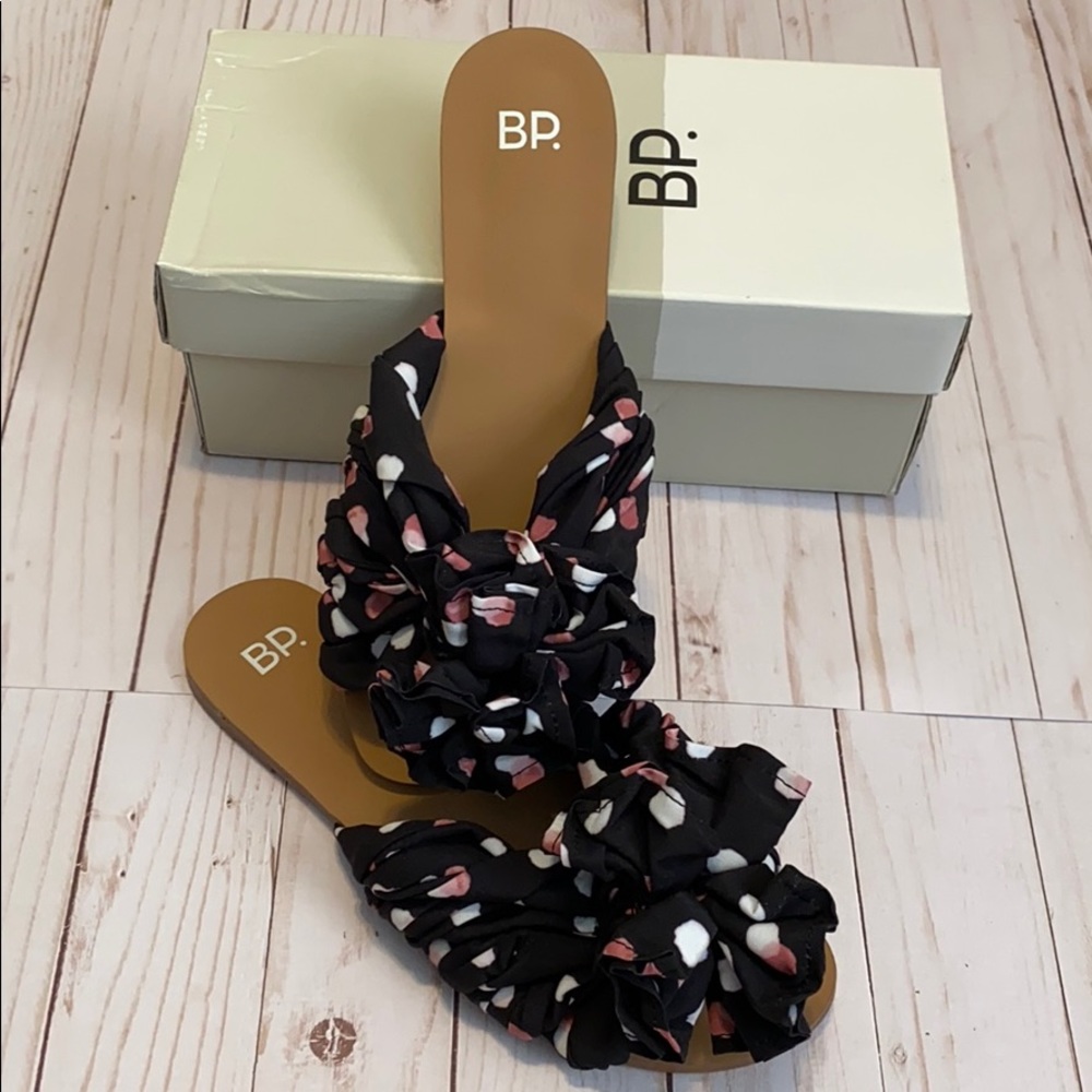 BP black polka dot flat sandal